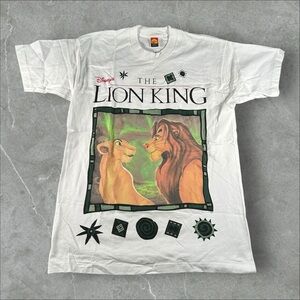 Vintage Lion King Shirt Mens OSFA White 90s Disney Simba Nala Jerry Leigh XL USA